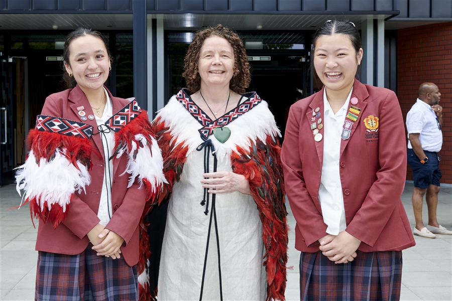 Head Girl, Sophie-Rose Bailey, and Deputy Head Girl – Catholic Character, Kate Hoang with our Principal, Catherine Gunn