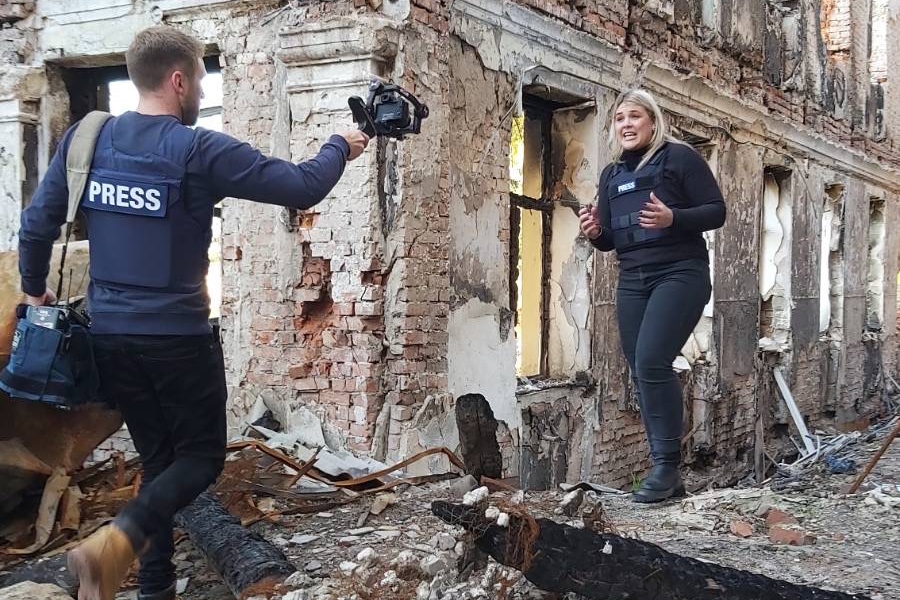 High school bombing, Kharkiv 2022.