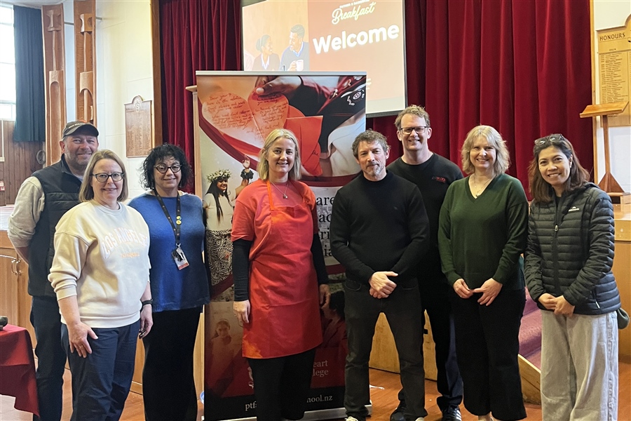Our amazing PTFA & Jaime:
Left to Right: Brian Dover, Sara Dover (Treasurer), Cherie Brownlee-Clarke (Staff), Monica Holt (Staff), Jamie McKean, Scott Pearce (Chairperson), Tania Burkhart and Sophia Quinto.