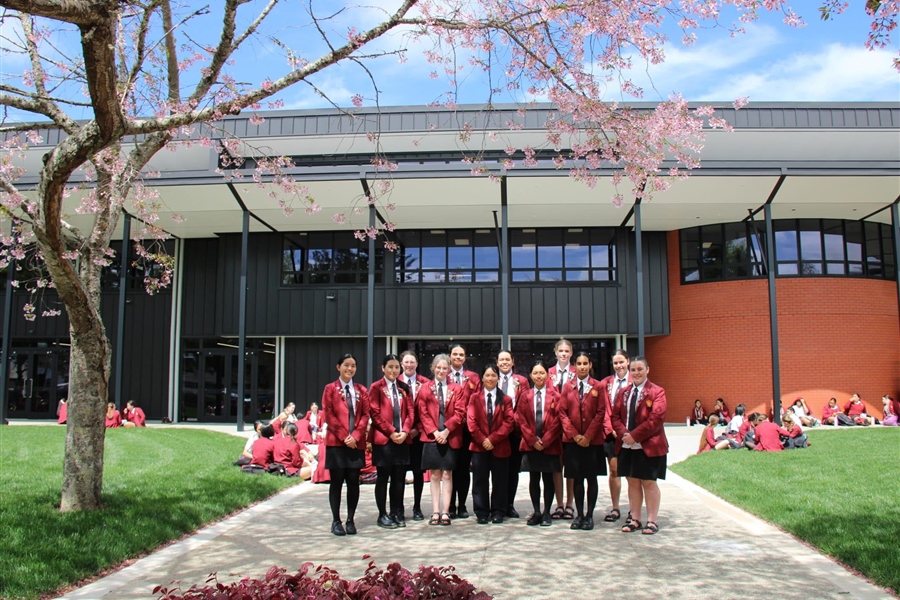 Student Leaders outside the new entrance. September 2025