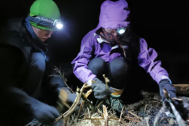 Night-time fire preparation for our Gold Duke of Edinburgh participants.