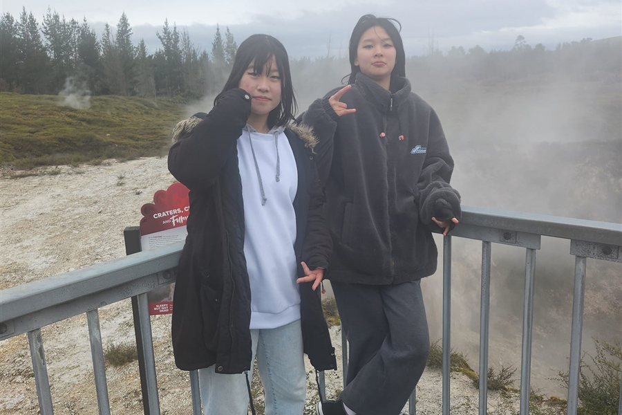 Luca and Daisy on the Craters of the Moon walkway.