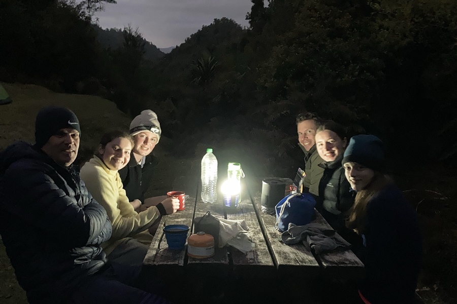 Dinner by headlamp